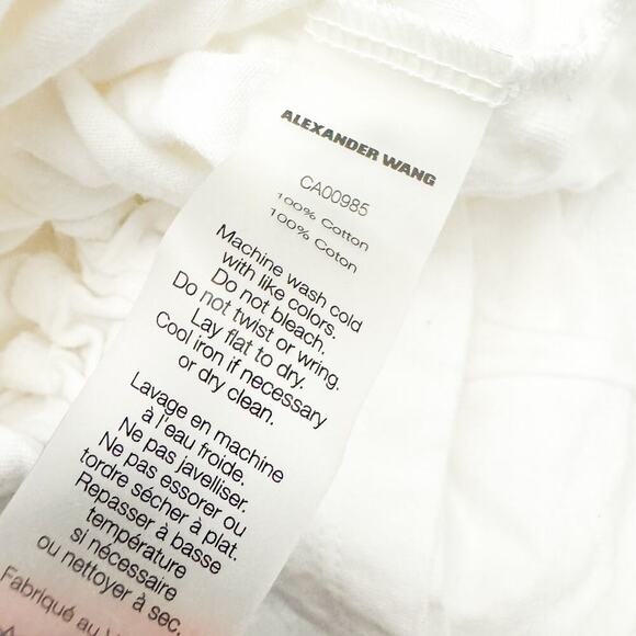 Alexander Wang White Twist Knot Cropped Short Sleeve Tee Shirt Size Small - Picture 3 of 4